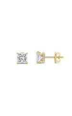 Load image into Gallery viewer, 3CTW Princess Shaped Lab Grown Diamond (F/VS) Hidden Halo Stud Earrings in 14K Gold
