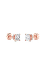 Load image into Gallery viewer, 5CTW Princess Shaped Lab Grown Diamond (F/VS) Hidden Halo Stud Earrings in 14K Gold
