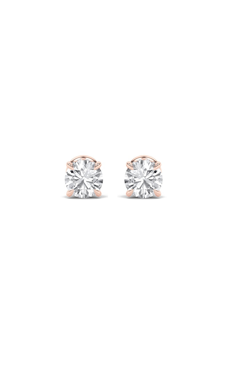2CTW Round Shaped Lab Grown Diamond (F/VS) Hidden Halo Stud Earrings in 14K Gold