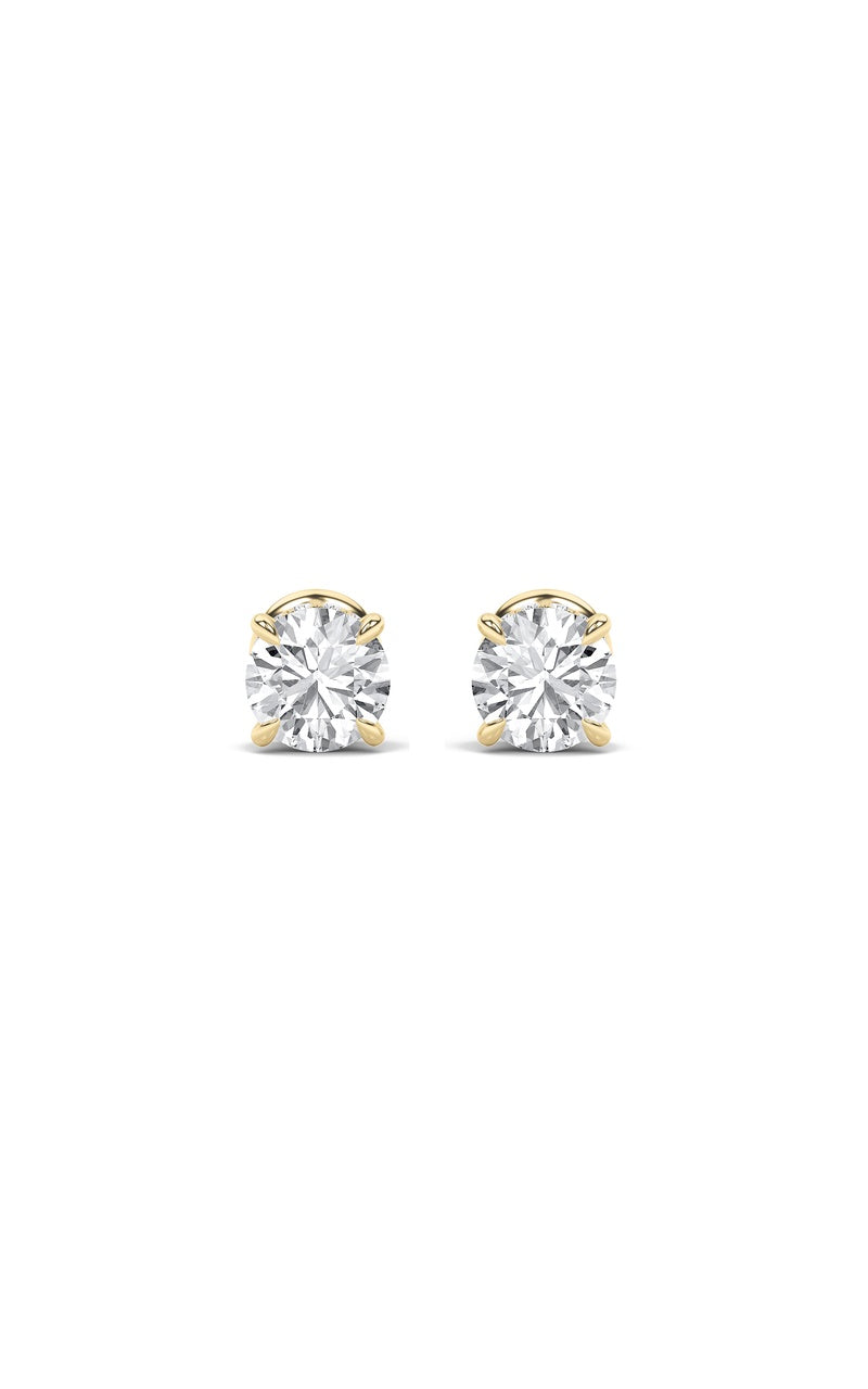 5CTW Round Shaped Lab Grown Diamond (F/VS) Hidden Halo Stud Earrings in 14K Gold