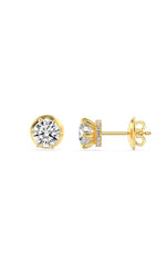 Load image into Gallery viewer, 3CTW Round Shaped Lab Grown Diamond (F/VS) Hidden Halo Stud Earrings in 14K Gold
