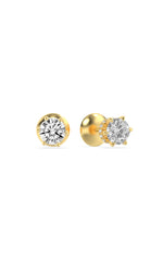 Load image into Gallery viewer, 3CTW Round Shaped Lab Grown Diamond (F/VS) Hidden Halo Stud Earrings in 14K Gold
