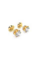 Load image into Gallery viewer, 3CTW Round Shaped Lab Grown Diamond (F/VS) Hidden Halo Stud Earrings in 14K Gold
