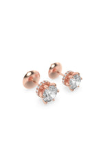 Load image into Gallery viewer, 3CTW Round Shaped Lab Grown Diamond (F/VS) Hidden Halo Stud Earrings in 14K Gold
