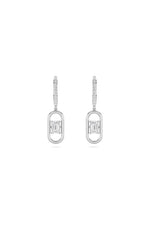 Load image into Gallery viewer, 1CTW Emerald Shaped Lab Grown Diamond (F/VS) Paperclip Dangle Earrings in 14K Gold
