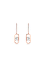 Load image into Gallery viewer, 1CTW Emerald Shaped Lab Grown Diamond (F/VS) Paperclip Dangle Earrings in 14K Gold
