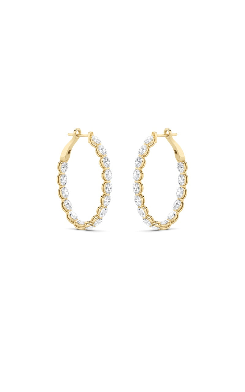 6CTW Oval Shaped Lab Grown Diamond (F/VS) Inside Out Hoop Earrings in 14K Gold