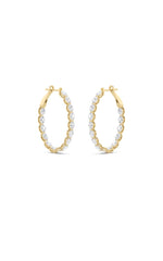 Load image into Gallery viewer, 6CTW Oval Shaped Lab Grown Diamond (F/VS) Inside Out Hoop Earrings in 14K Gold
