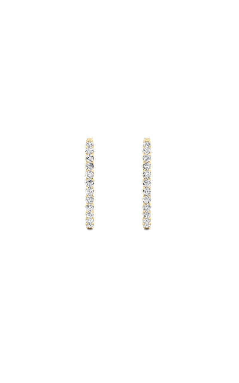 5CTW Round Shaped Lab Grown Diamond (F/VS) Inside Out Hoop Earrings in 14K Gold
