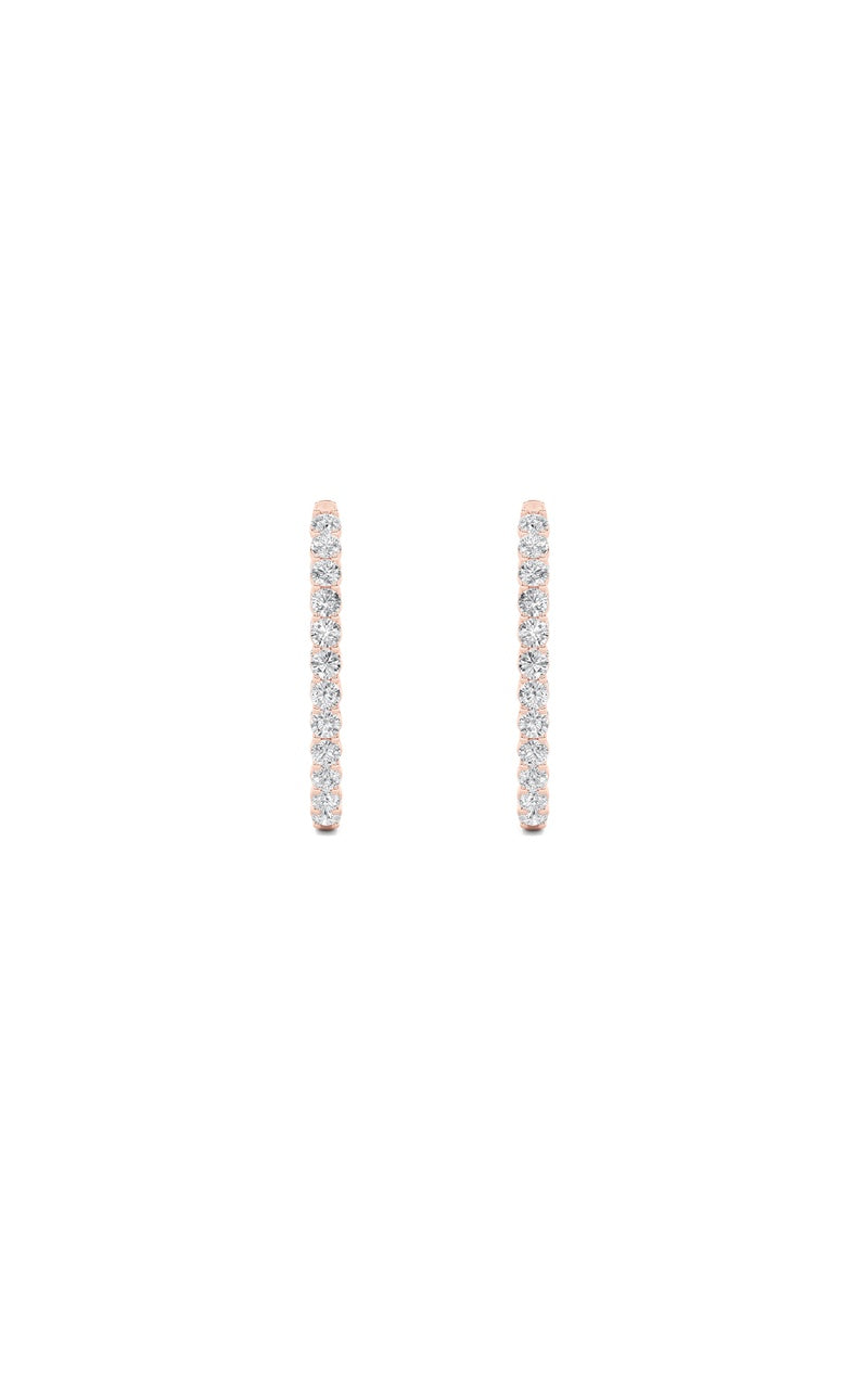 5CTW Round Shaped Lab Grown Diamond (F/VS) Inside Out Hoop Earrings in 14K Gold