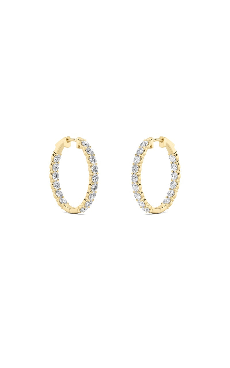 7CTW Round Shaped Lab Grown Diamond (F/VS) Inside Out Hoop Earrings in 14K Gold