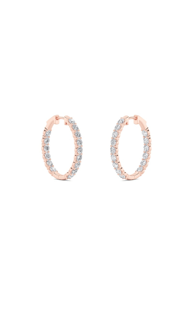 7CTW Round Shaped Lab Grown Diamond (F/VS) Inside Out Hoop Earrings in 14K Gold