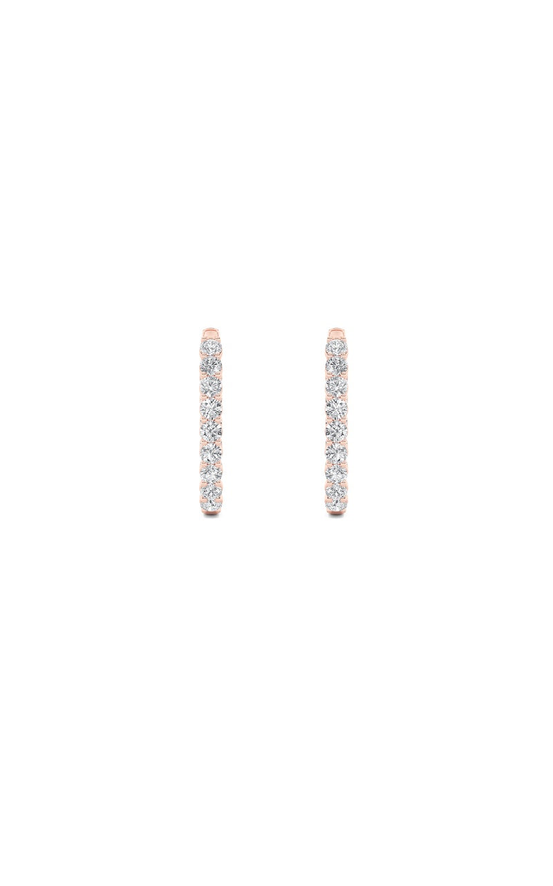 7CTW Round Shaped Lab Grown Diamond (F/VS) Inside Out Hoop Earrings in 14K Gold