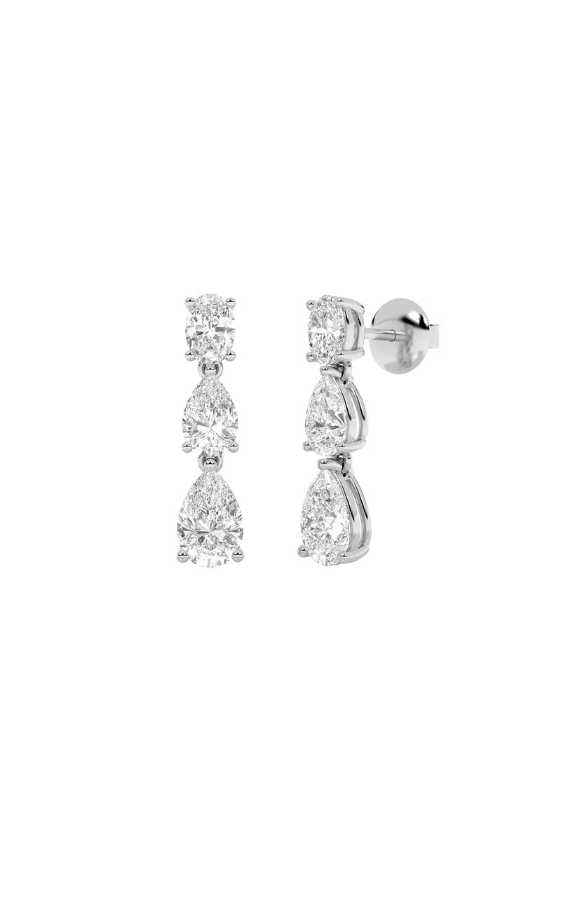 5CTW Pear Shaped Lab Grown Diamond (F/VVS) Dangle Earrings in 14K Gold