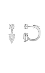 Load image into Gallery viewer, 3.5CTW Pear Shaped Lab Grown Diamond (F/VS) Stud Earrings with J Hoop Earrings in 14K Gold
