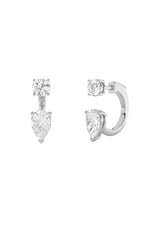 Load image into Gallery viewer, 3.5CTW Pear Shaped Lab Grown Diamond (F/VS) Stud Earrings with J Hoop Earrings in 14K Gold
