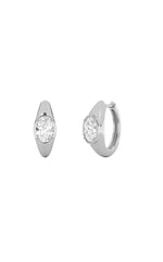 Load image into Gallery viewer, 2CTW Oval Shaped Lab Grown Diamond (F/VS) Solitaire Huggie Earrings in 14K Gold
