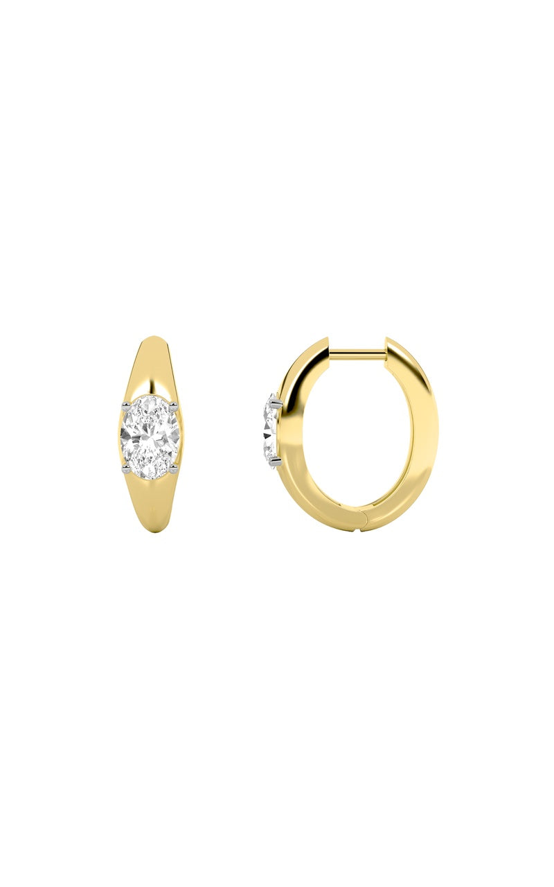 2CTW Oval Shaped Lab Grown Diamond (G/VS) Huggie Earrings in 10K Gold
