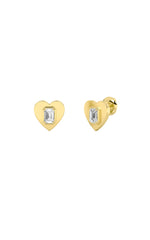 Load image into Gallery viewer, 1CTW Emerald Shaped Lab Grown Diamond (F/VS) Heart Shaped Stud Earrings in 14K Gold
