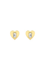 Load image into Gallery viewer, 1CTW Emerald Shaped Lab Grown Diamond (F/VS) Heart Shaped Stud Earrings in 14K Gold
