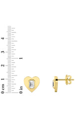 Load image into Gallery viewer, 1CTW Emerald Shaped Lab Grown Diamond (F/VS) Heart Shaped Stud Earrings in 14K Gold
