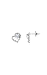 Load image into Gallery viewer, 0.5CTW Round Shaped Lab Grown Diamond (F/VS) Heart Shaped Stud Earrings in 14K Gold
