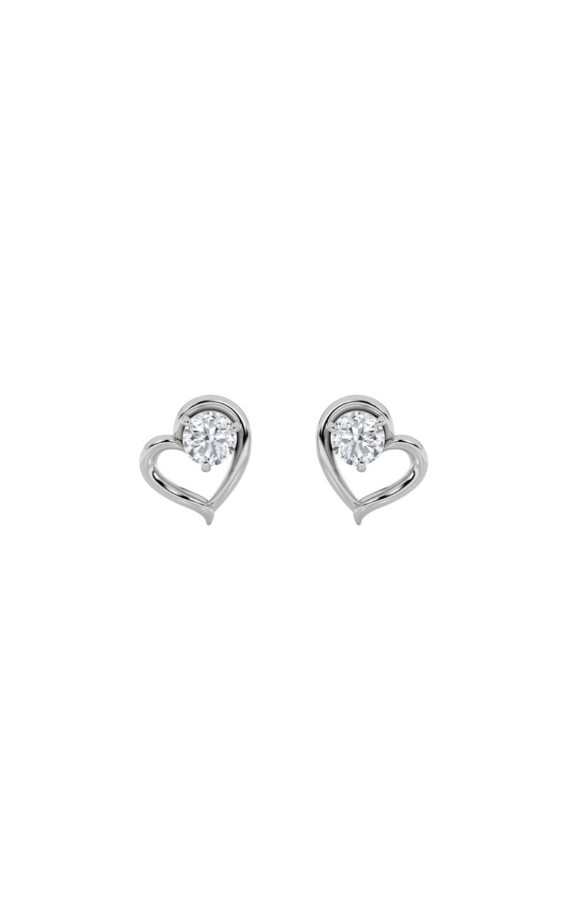 0.5CTW Round Shaped Lab Grown Diamond (F/VS) Heart Shaped Stud Earrings in 14K Gold