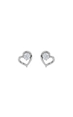 Load image into Gallery viewer, 0.5CTW Round Shaped Lab Grown Diamond (F/VS) Heart Shaped Stud Earrings in 14K Gold
