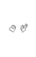 Load image into Gallery viewer, 0.5CTW Round Shaped Lab Grown Diamond (F/VS) Heart Shaped Stud Earrings in 14K Gold
