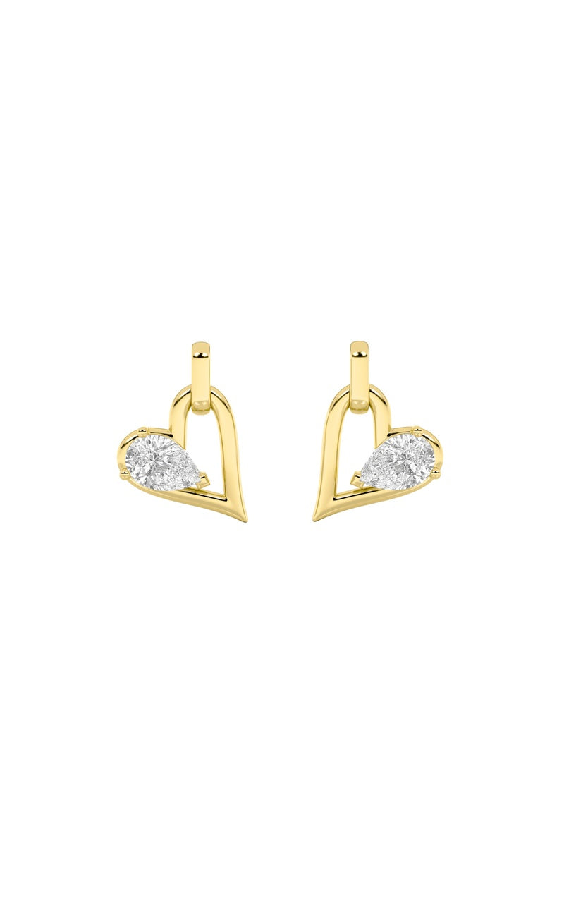 Vs) heart shaped dangle earrings in 14k gold