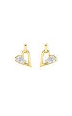 Load image into Gallery viewer, 1CTW Pear Shaped Lab Grown Diamond (F/VS) Heart Shaped Dangle Earrings in 14K Gold
