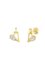 Load image into Gallery viewer, 1CTW Pear Shaped Lab Grown Diamond (F/VS) Heart Shaped Dangle Earrings in 14K Gold
