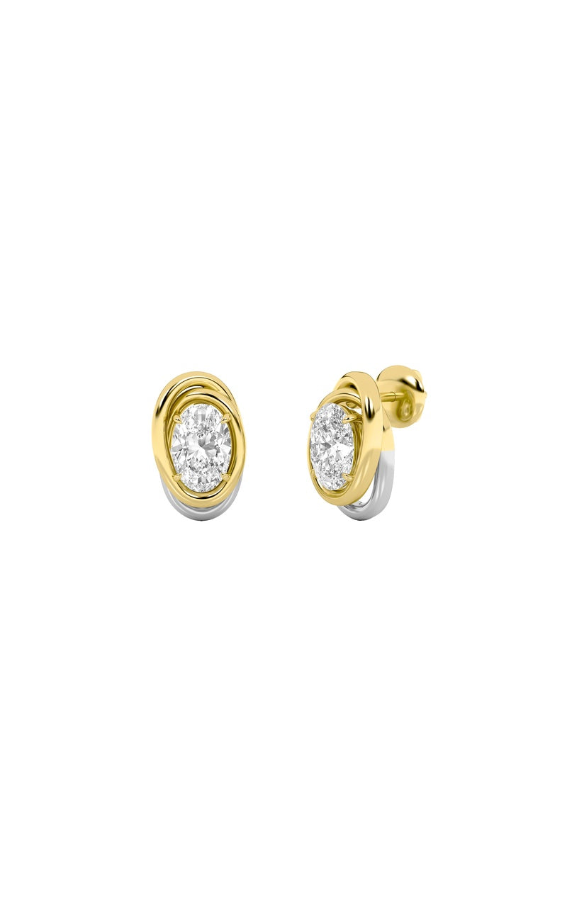 2CTW Oval Shaped Lab Grown Diamond (F/VVS) Knot Earrings in 14K Gold