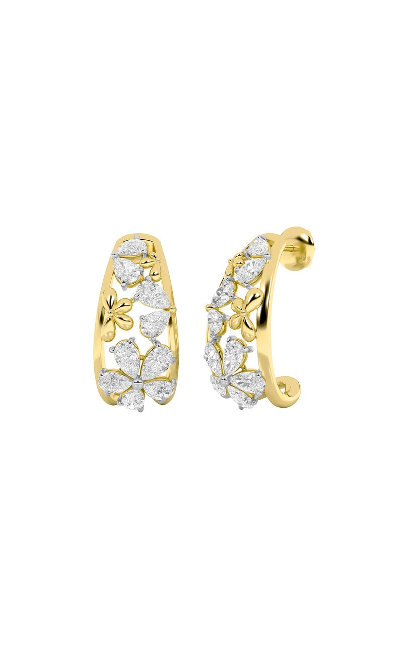 4.5CTW Pear Shaped Lab Grown Diamond (F/VS) Fancy Flower Earrings in 14K Gold