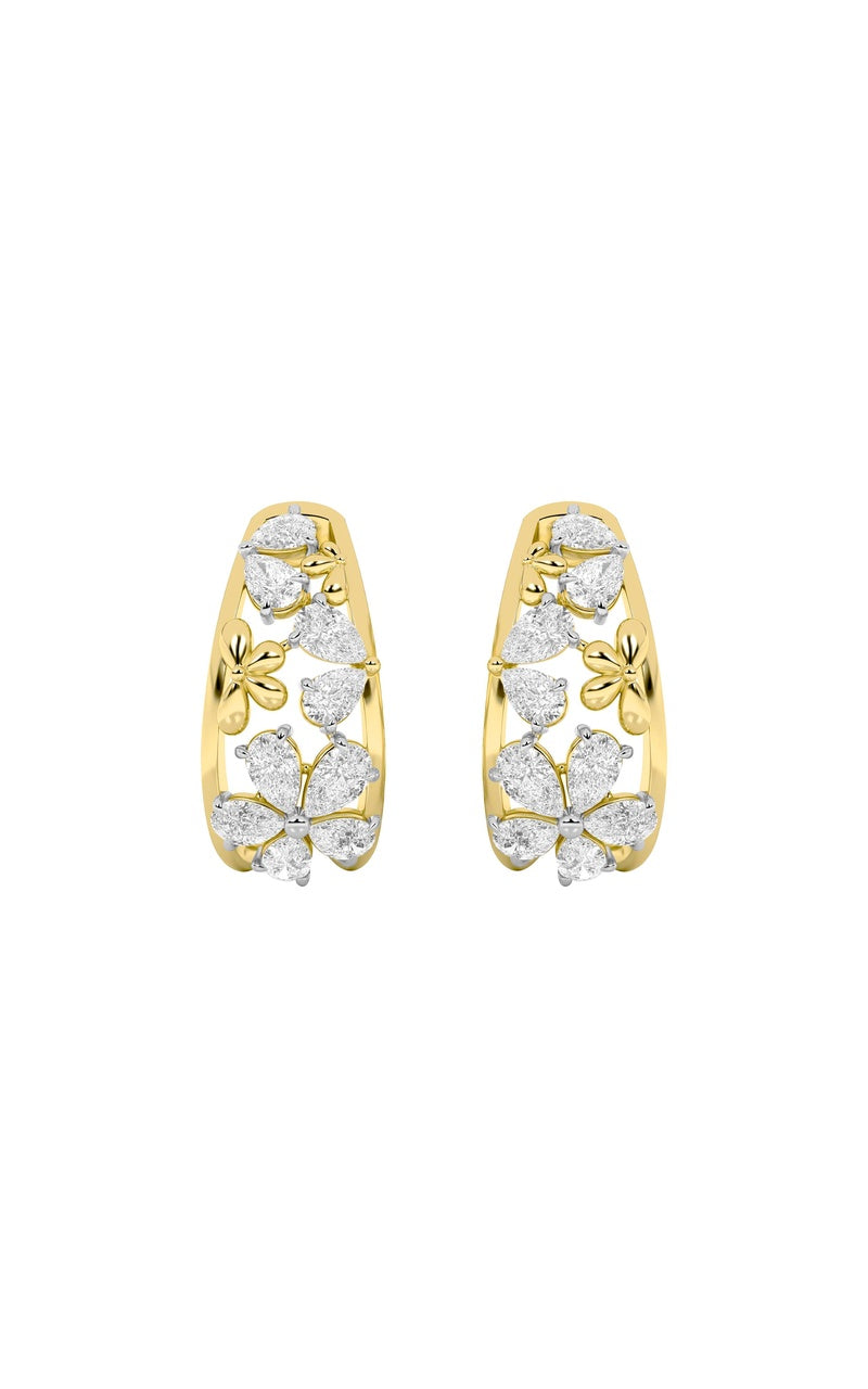 4.5CTW Pear Shaped Lab Grown Diamond (F/VS) Fancy Flower Earrings in 14K Gold