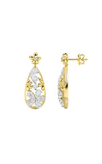 Load image into Gallery viewer, 3.75CTW Pear Shaped Lab Grown Diamond (F/VS) Fancy Flower Earrings in 14K Gold
