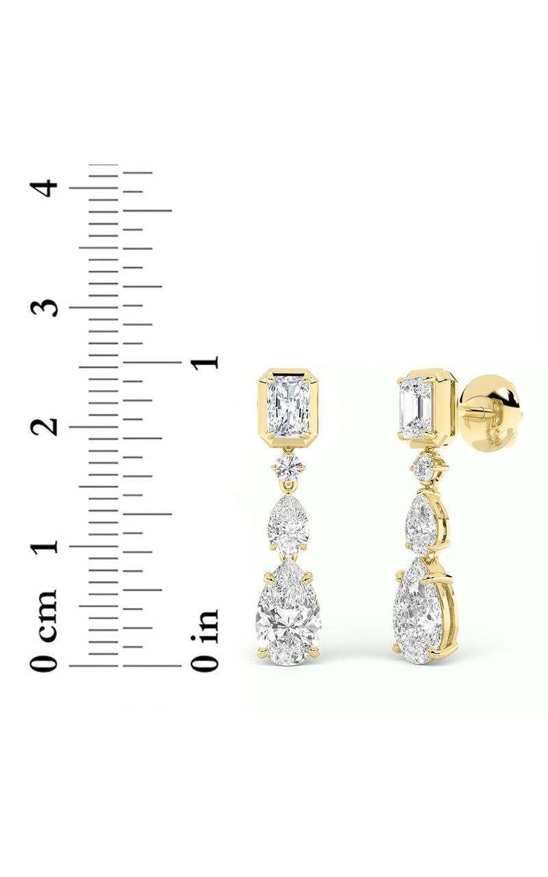 5.5CTW Radiant Shaped Lab Grown Diamond (F/VS) Dangle Earrings in 14K Gold