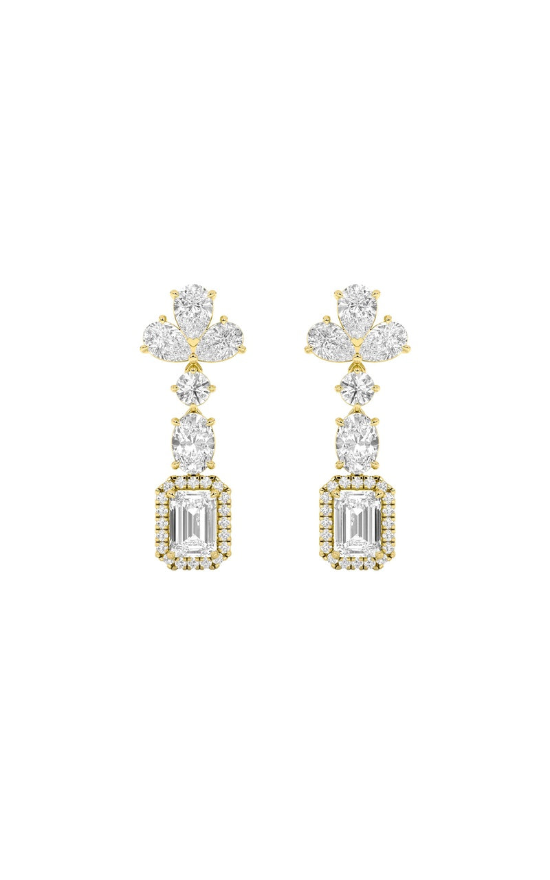 5.5CTW Radiant Shaped Lab Grown Diamond (F/VS) Dangle Earrings in 14K Gold