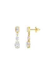 Load image into Gallery viewer, 4.5CTW Pear Shaped Lab Grown Diamond (F/VS) Dangle Earrings in 10K Gold
