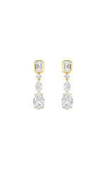 Load image into Gallery viewer, 4.5CTW Pear Shaped Lab Grown Diamond (F/VS) Dangle Earrings in 10K Gold
