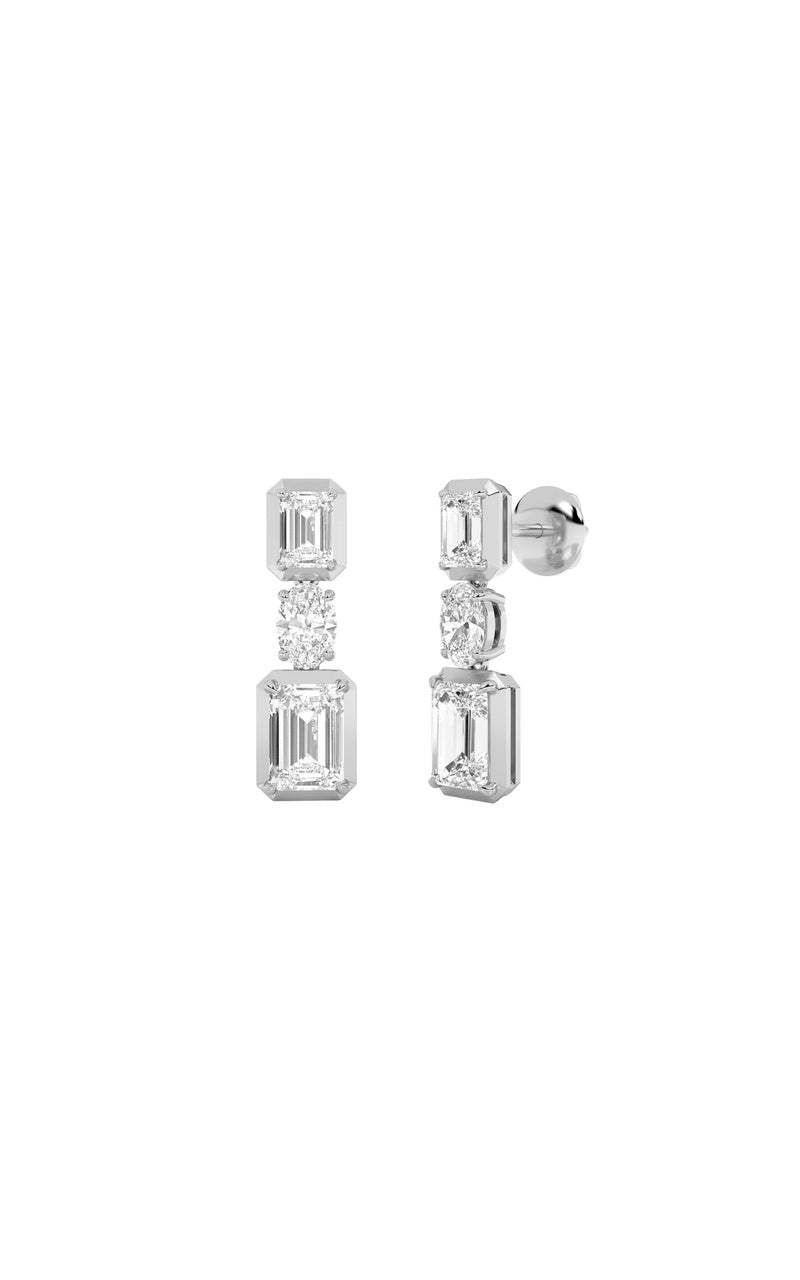 3CTW Radiant Shaped Lab Grown Diamond (F/VS) Dangle Earrings in 14K Gold