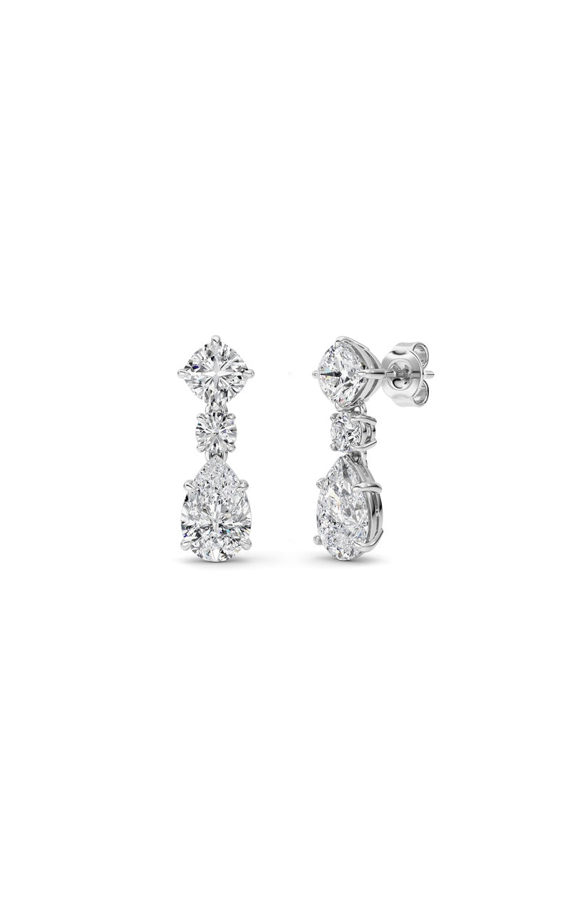 5CTW Pear Shaped Lab Grown Diamond (F/VS) Dangle Earrings in 14K Gold