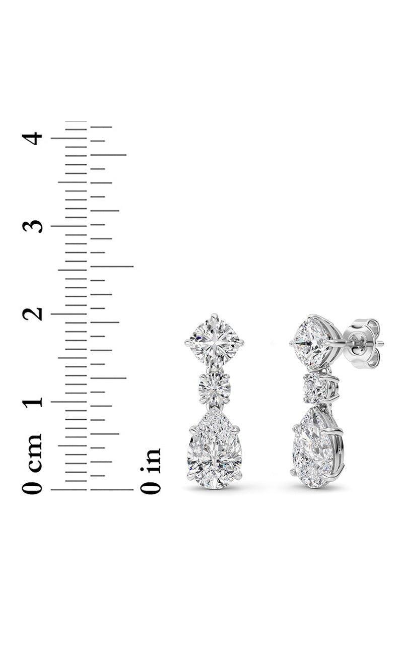 5CTW Pear Shaped Lab Grown Diamond (F/VS) Dangle Earrings in 14K Gold