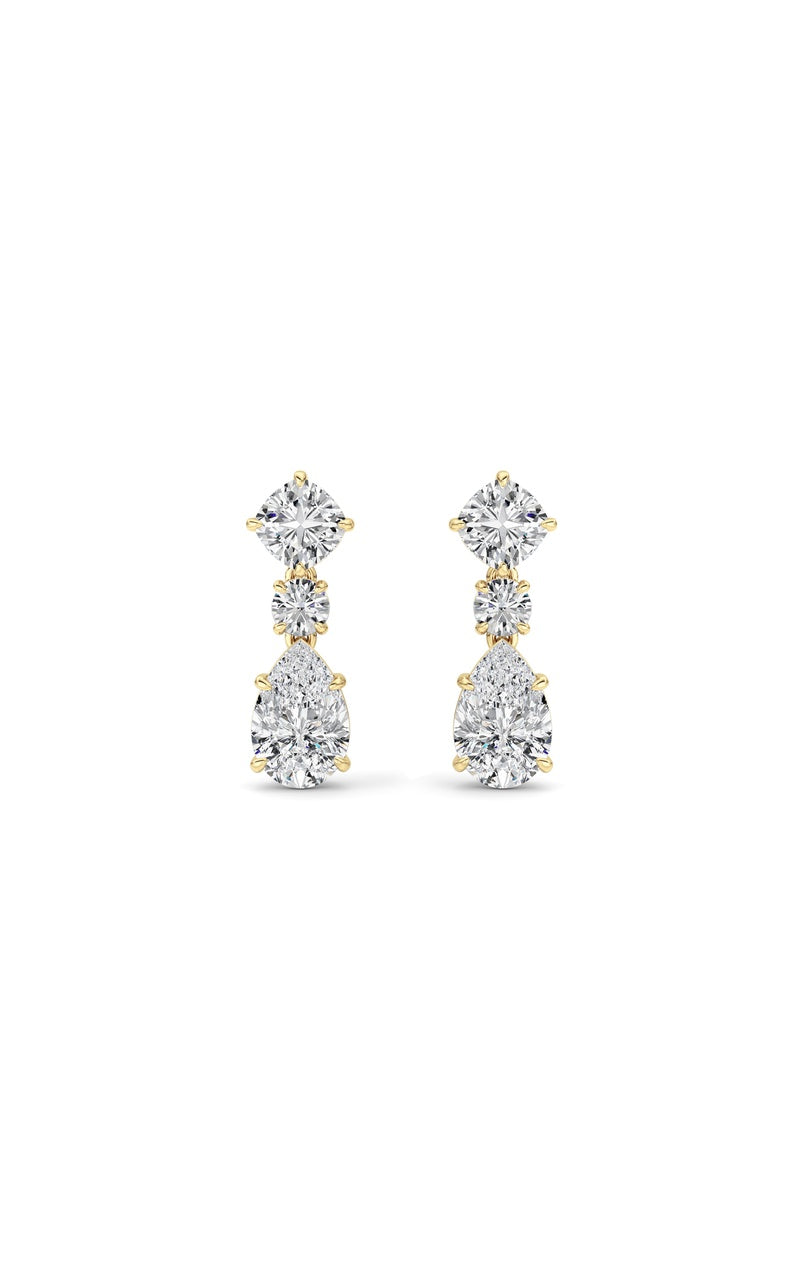 5CTW Pear Shaped Lab Grown Diamond (F/VS) Dangle Earrings in 14K Gold
