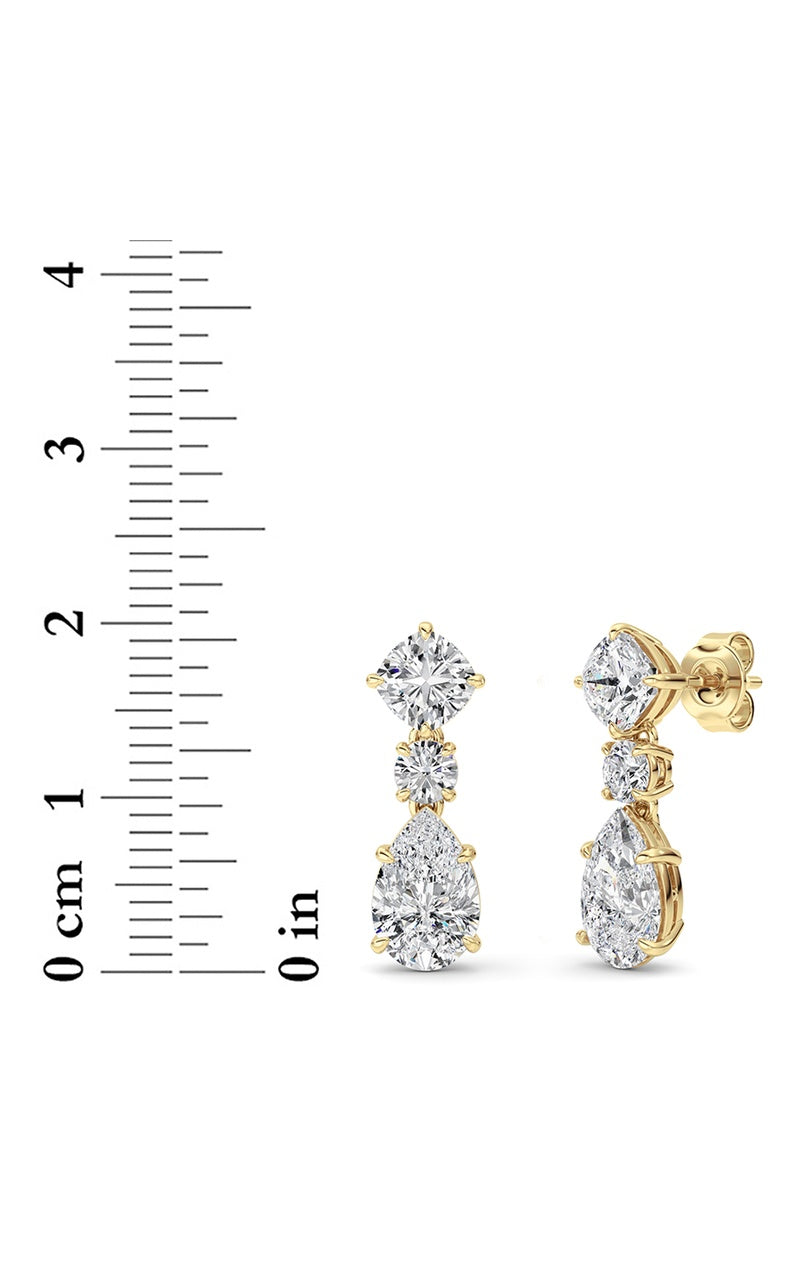 5CTW Pear Shaped Lab Grown Diamond (F/VS) Dangle Earrings in 14K Gold