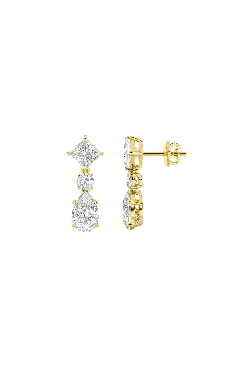 5.5CTW Pear Shaped Lab Grown Diamond (F/VS) Dangle Earrings in 14K Gold