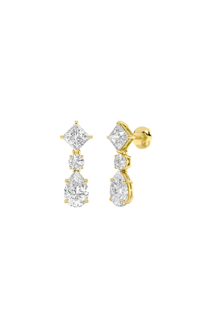 5.5CTW Pear Shaped Lab Grown Diamond (F/VS) Dangle Earrings in 14K Gold