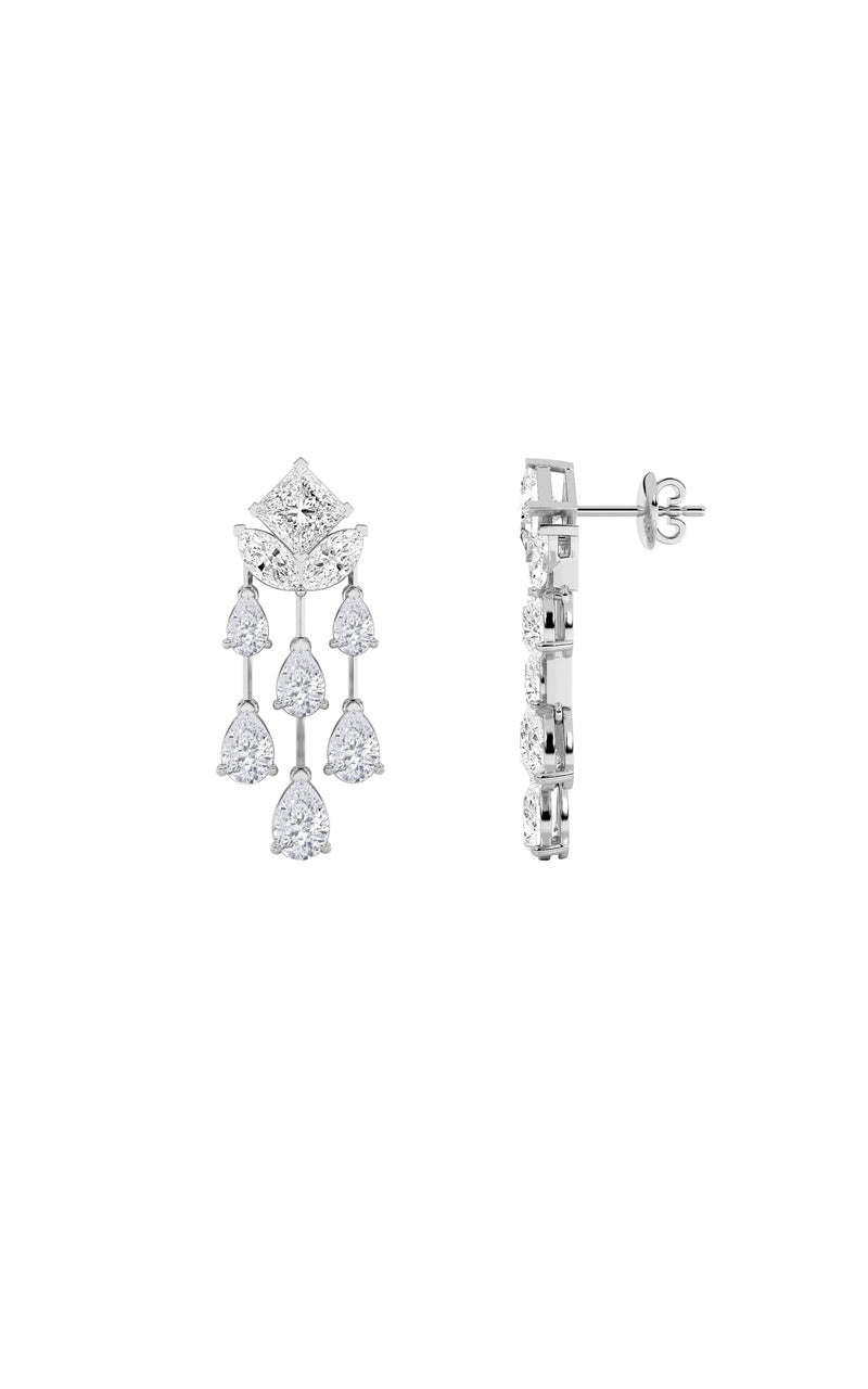 7CTW Princess Shaped Lab Grown Diamond (F/VS) Dangle Earrings in 14K Gold