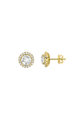 Load image into Gallery viewer, 3CTW Round Shaped Lab Grown Diamond (F/VS) Halo Stud Earrings in 14K Gold

