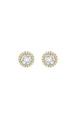 Load image into Gallery viewer, 3CTW Round Shaped Lab Grown Diamond (F/VS) Halo Stud Earrings in 14K Gold
